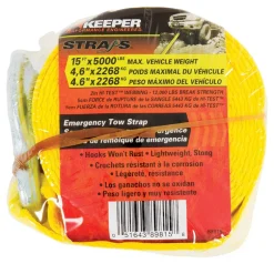 Keeper 2 in. W X 15 ft. L Yellow Tow Strap 5000 lb 1 pk