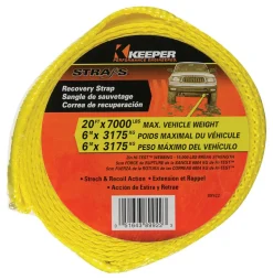 Keeper 2 in. W x 20 ft. L Yellow Vehicle Recovery Strap 7000 lb. 1 pk (Pack of 4)