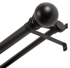 Kenney Matte Black Layla Double Curtain Rod 30 in. L x 84 in. L