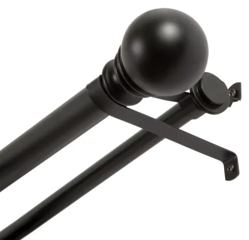 Kenney Matte Black Layla Double Curtain Rod 30 in. L x 84 in. L