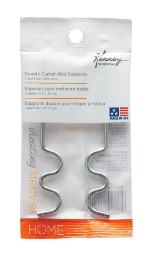 Kenney Chrome Silver Steel Curtain Rod Support Hook 3-1/2 in.