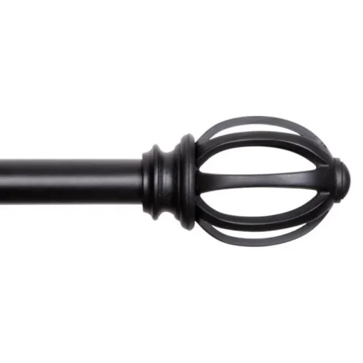 Kenney Fast Fit Matte Black Lilly Curtain Rod 66 in. L X 120 in. L