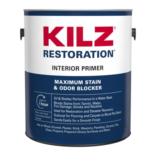 KILZ Restoration White Flat Water-Based Primer and Sealer 1 gal. (Pack of 4)