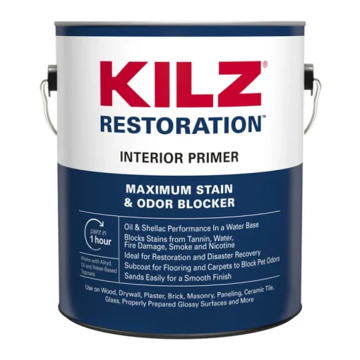 KILZ Restoration White Flat Water-Based Primer and Sealer 1 gal. (Pack of 4)