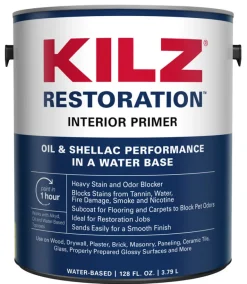 KILZ Restoration White Flat Water-Based Primer and Sealer 1 gal. (Pack of 4)