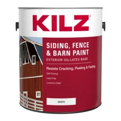 Kilz White Oil/Water-Based Latex Siding, Fence and Barn Paint Outdoor 1 gal. (Pack of 4)