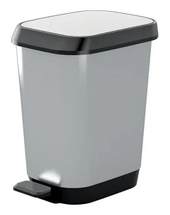 KIS 6.9 Silver Quadro Step On Wastebasket (Pack of 5)