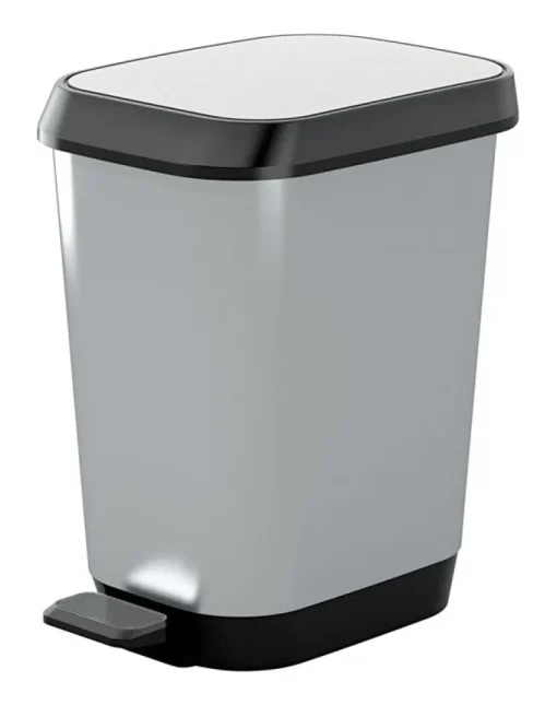 KIS 6.9 Silver Quadro Step On Wastebasket (Pack of 5)