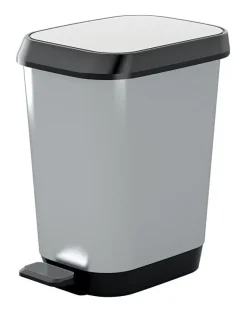 KIS 6.9 Silver Quadro Step On Wastebasket (Pack of 5)