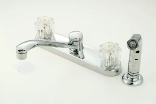 Kitchen Faucet 8" Metal Hybrid 2 Handle Kitchen With Spray, D- Spout- Chrome
