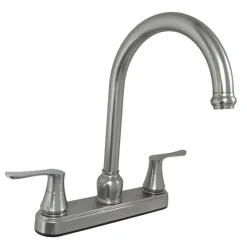 Kitchen Faucet 8" Non-Metal Solid Saber &25Mm Gooseneck Spout Nickel Finish