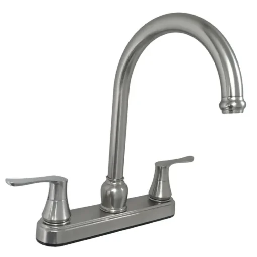 Kitchen Faucet 8" Non-Metal Solid Saber &25Mm Gooseneck Spout Nickel Finish