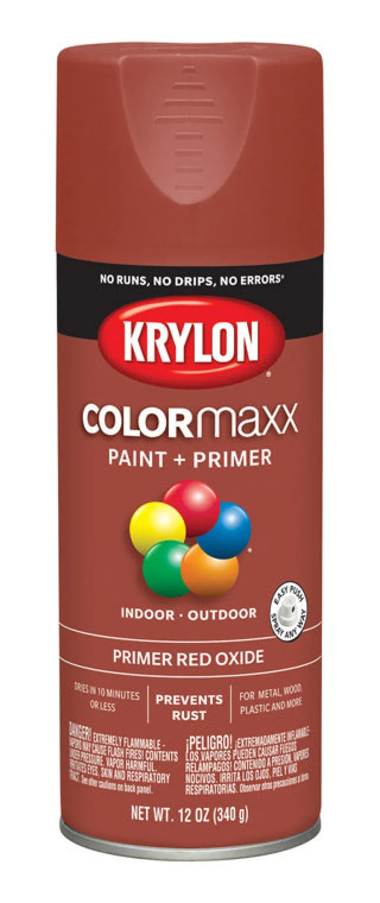 Krylon ColorMaxx Primer Red Oxide Paint + Primer Spray Paint 12 oz (Pack of 6)