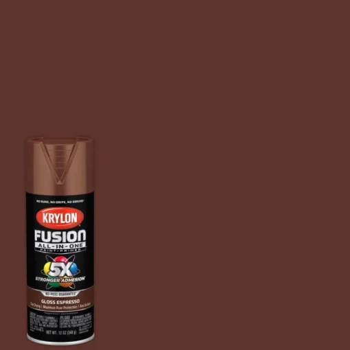 Krylon Fusion All-In-One Gloss Espresso Paint + Primer Spray Paint 12 oz (Pack of 6).