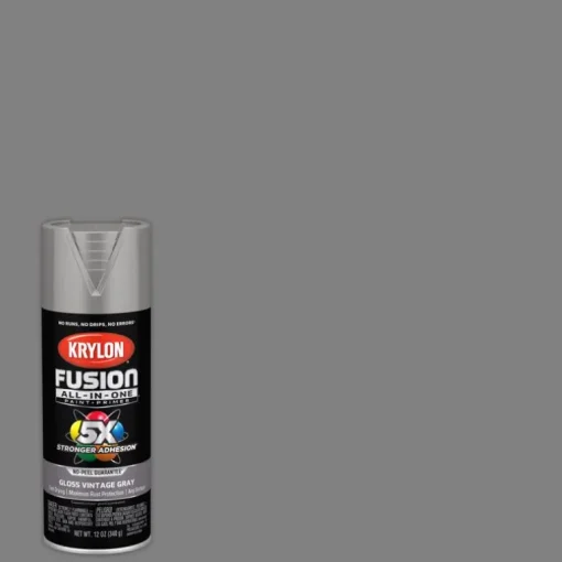 Krylon Fusion All-In-One Gloss Vintage Gray Paint + Primer Spray Paint 12 oz (Pack of 6).