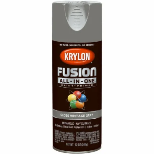 Krylon Fusion All-In-One Gloss Vintage Gray Paint + Primer Spray Paint 12 oz (Pack of 6).