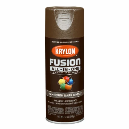 Krylon Fusion All-In-One Hammered Dark Bronze Paint + Primer Spray Paint 12 oz (Pack of 6).