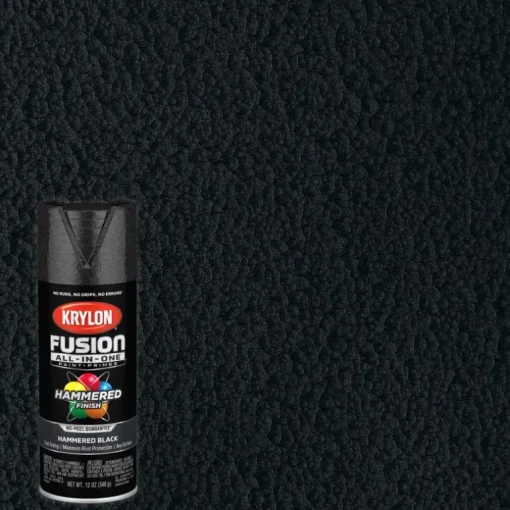 Krylon Fusion All-In-One Hammered Black Paint + Primer Spray Paint 12 oz (Pack of 6).