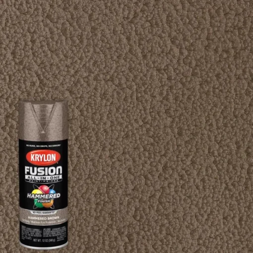 Krylon Fusion All-In-One Hammered Brown Paint + Primer Spray Paint 12 oz (Pack of 6).