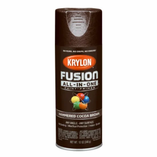 Krylon Fusion All-In-One Hammered Cocoa Brown Paint + Primer Spray Paint 12 oz (Pack of 6).