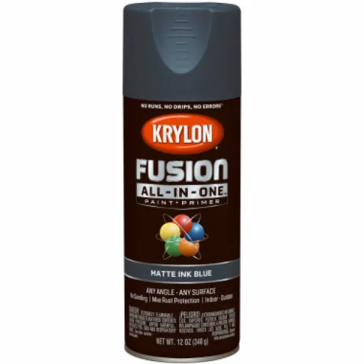 Krylon Fusion All-in-One Ink Blue Matte UV-Resistant Paint & Primer Spray 12 oz. (Pack of 6)