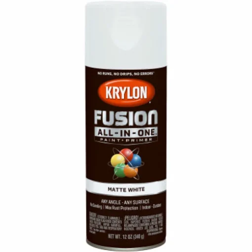 Krylon Fusion All-In-One Matte White Paint + Primer Spray Paint 12 oz (Pack of 6).
