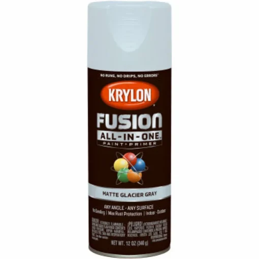 Krylon Fusion All-In-One Matte Glacier Gray Paint + Primer Spray Paint 12 oz (Pack of 6).