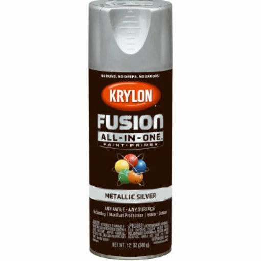 Krylon Fusion All-In-One Metallic Silver Paint + Primer Spray Paint 12 oz (Pack of 6).