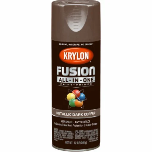 Krylon Fusion All-In-One Metallic Dark Copper Paint + Primer Spray Paint 12 oz (Pack of 6).