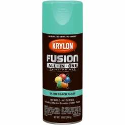Krylon Fusion All-In-One Satin Beach Glass Paint + Primer Spray Paint 12 oz (Pack of 6).