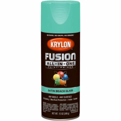 Krylon Fusion All-In-One Satin Beach Glass Paint + Primer Spray Paint 12 oz (Pack of 6).
