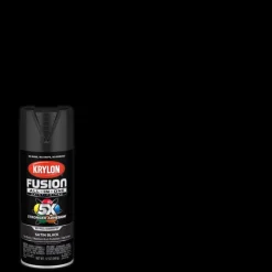 Krylon Fusion All-In-One Satin Black Paint + Primer Spray Paint 12 oz (Pack of 6).