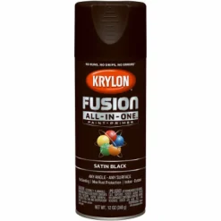 Krylon Fusion All-In-One Satin Black Paint + Primer Spray Paint 12 oz (Pack of 6).