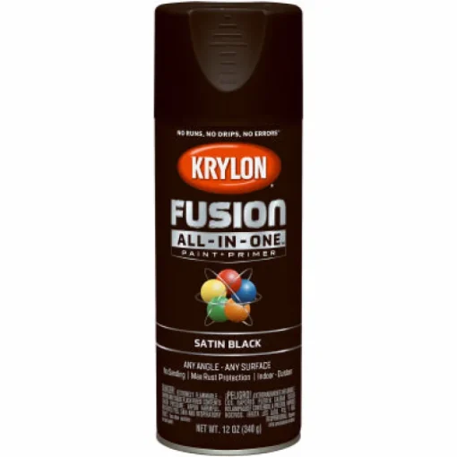 Krylon Fusion All-In-One Satin Black Paint + Primer Spray Paint 12 oz (Pack of 6).