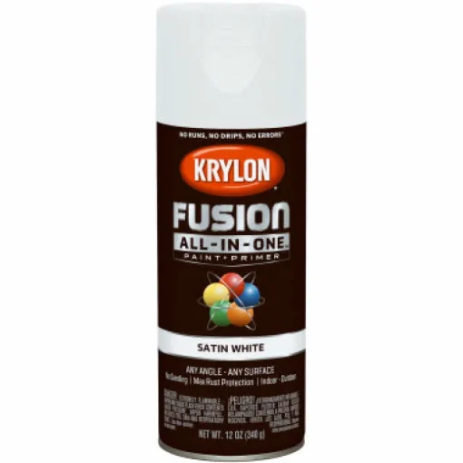 Krylon Fusion All-In-One Satin White Paint + Primer Spray Paint 12 oz (Pack of 6).