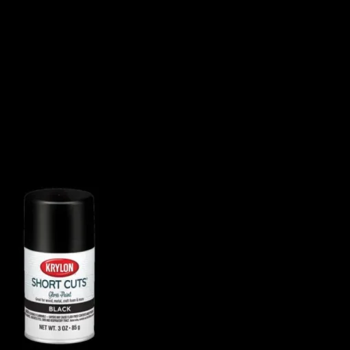 Krylon Short Cuts Gloss Black Spray Paint 3 oz. (Pack of 6)