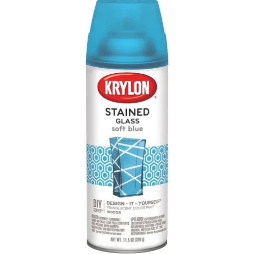 Krylon Soft Blue Solvent Cleanup Smooth Translucent Stained Glass Spray Paint 11.5 oz.