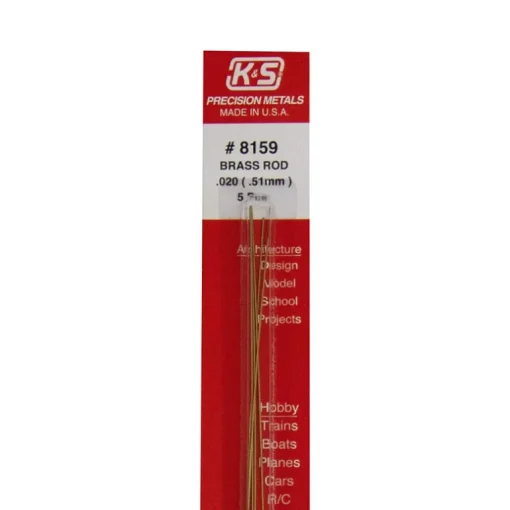 K&S 0.020 in. D X 12 in. L Brass Rod 5 pk