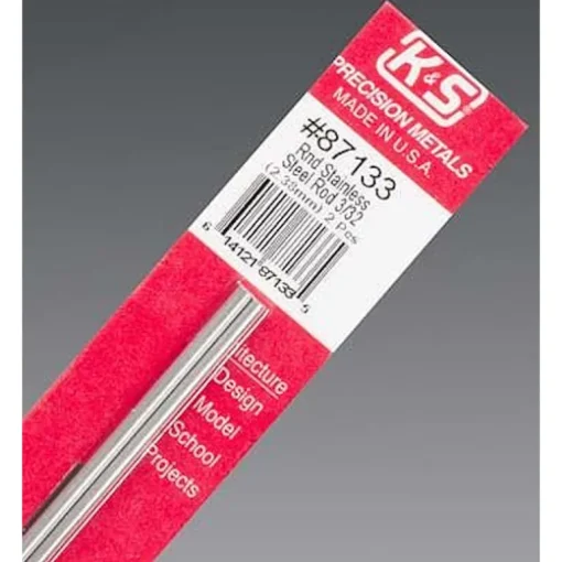 K&S 3/32 in. D X 12 in. L Stainless Steel Unthreaded Rod
