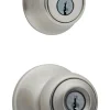Kwikset Polo Satin Nickel Deadbolt and Entry Door Knob 1-3/4 in.