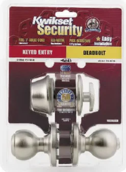 Kwikset Polo Satin Nickel Deadbolt and Entry Door Knob 1-3/4 in.