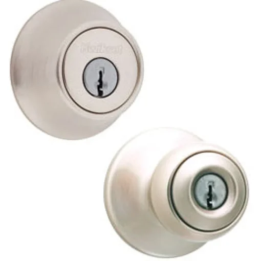 Kwikset Polo Satin Nickel Deadbolt and Entry Door Knob 1-3/4 in.