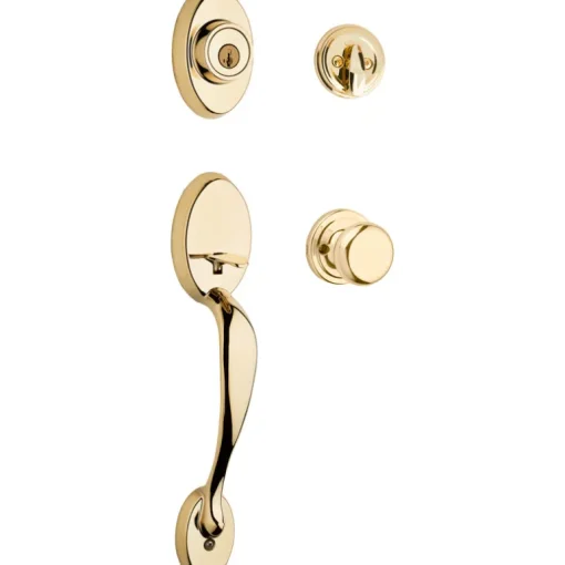 Kwikset SmartKey Chelsea Polished Brass Handleset Right or Left Handed