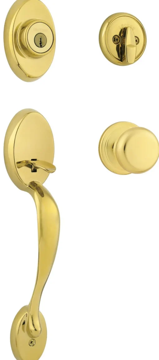 Kwikset SmartKey Chelsea Polished Brass Handleset Right or Left Handed