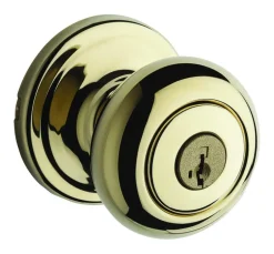 Kwikset SmartKey Juno Polished Brass Entry Door Knob KW1 1-3/4 in.