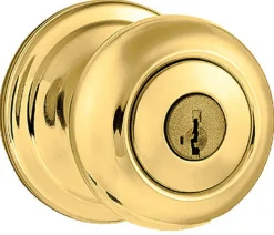 Kwikset SmartKey Juno Polished Brass Entry Door Knob KW1 1-3/4 in.