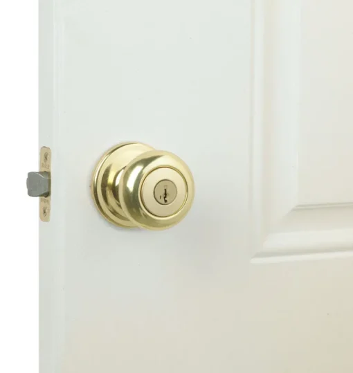 Kwikset SmartKey Juno Polished Brass Entry Door Knob KW1 1-3/4 in.