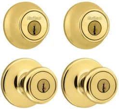 Kwikset Tylo Polished Brass Double Entry Door Kit 1-3/4 in.