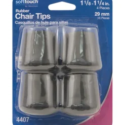 LEG TIP BLK RBR 1-1/8"
