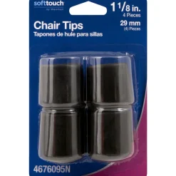 LEG TIP BLK RND 1-1/8"